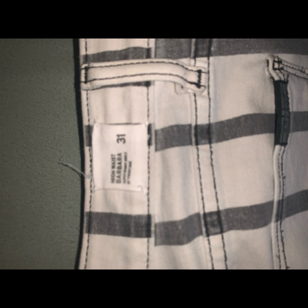 Black and white striped jeans